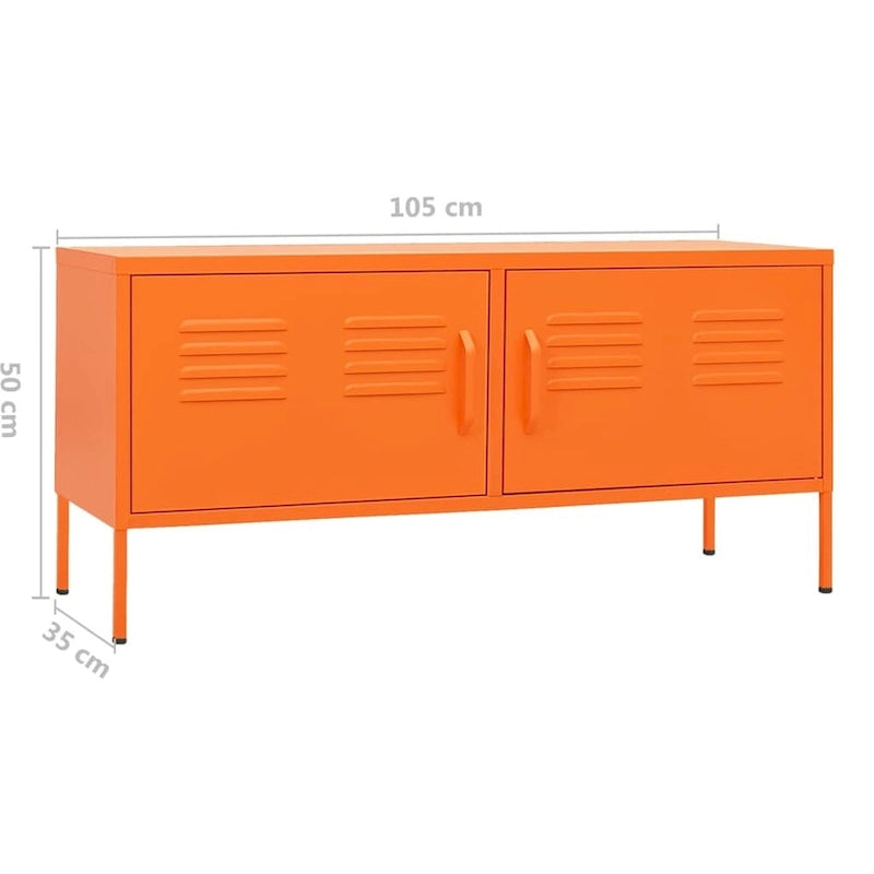 Meuble TV en acier à 2 portes — Bleu marine / Menthe / Orange