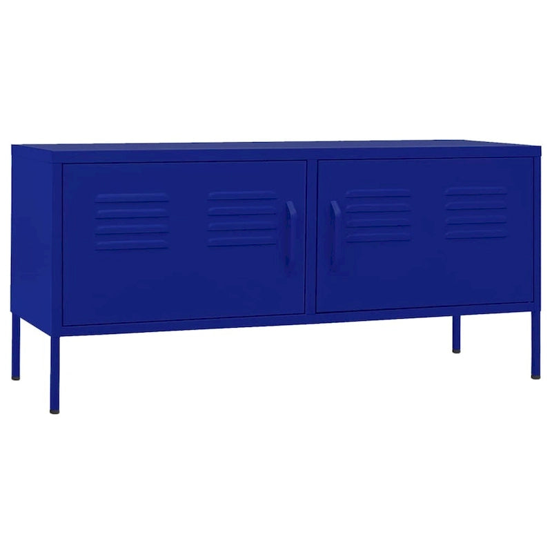 Meuble TV en acier à 2 portes — Bleu marine / Menthe / Orange