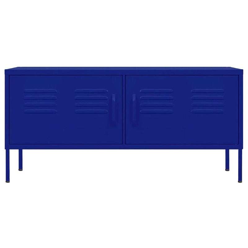 Meuble TV en acier à 2 portes — Bleu marine / Menthe / Orange