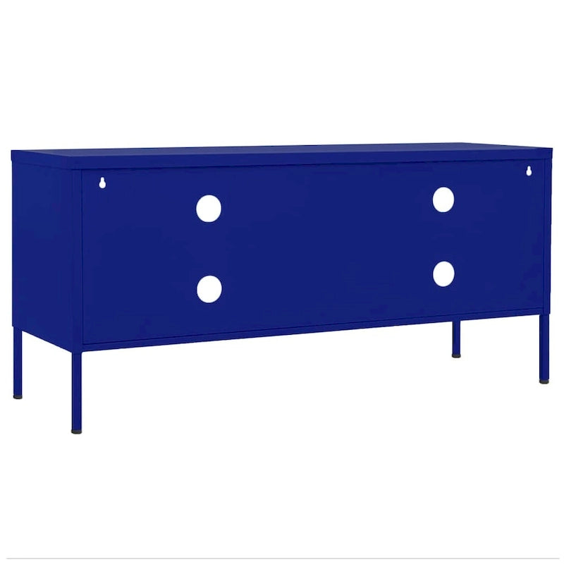Meuble TV en acier à 2 portes — Bleu marine / Menthe / Orange