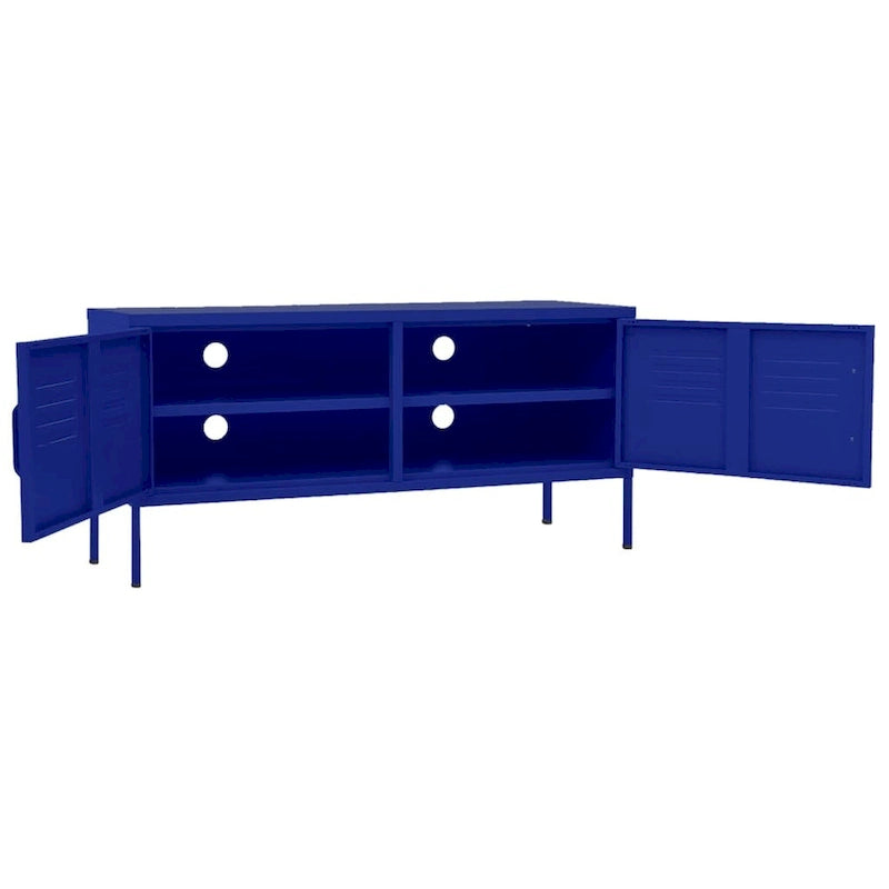 Meuble TV en acier à 2 portes — Bleu marine / Menthe / Orange