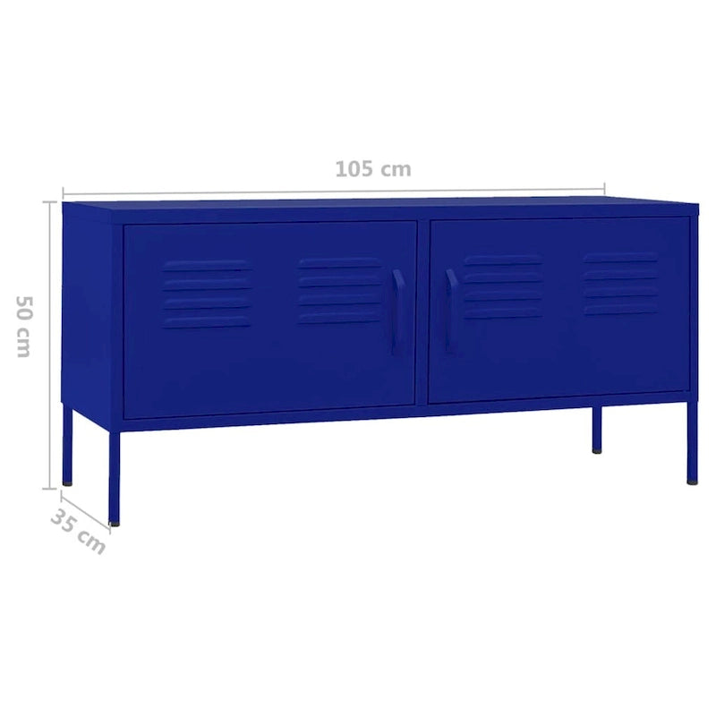 Meuble TV en acier à 2 portes — Bleu marine / Menthe / Orange