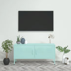 Meuble TV en acier à 2 portes — Bleu marine / Menthe / Orange
