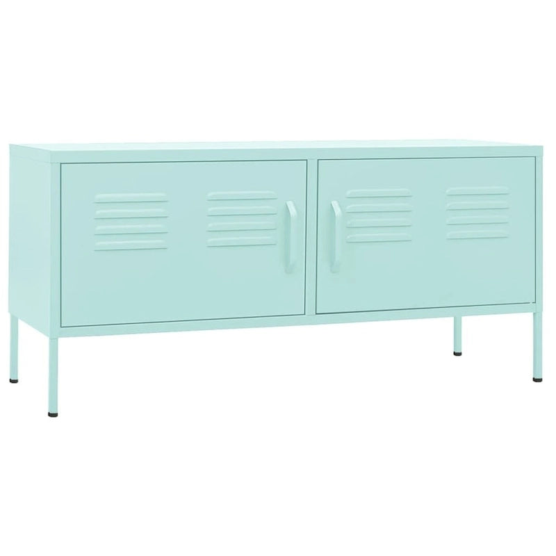 Meuble TV en acier à 2 portes — Bleu marine / Menthe / Orange