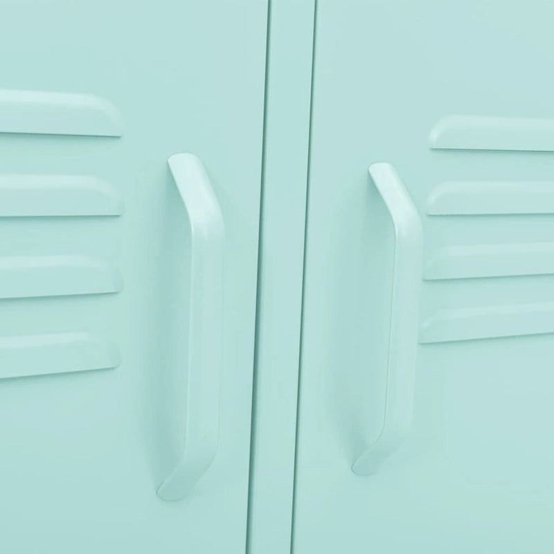 Meuble TV en acier à 2 portes — Bleu marine / Menthe / Orange