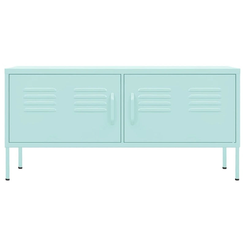 Meuble TV en acier à 2 portes — Bleu marine / Menthe / Orange