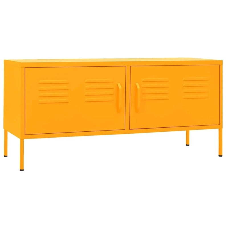 Meuble TV en acier à 2 portes — Bleu marine / Menthe / Orange
