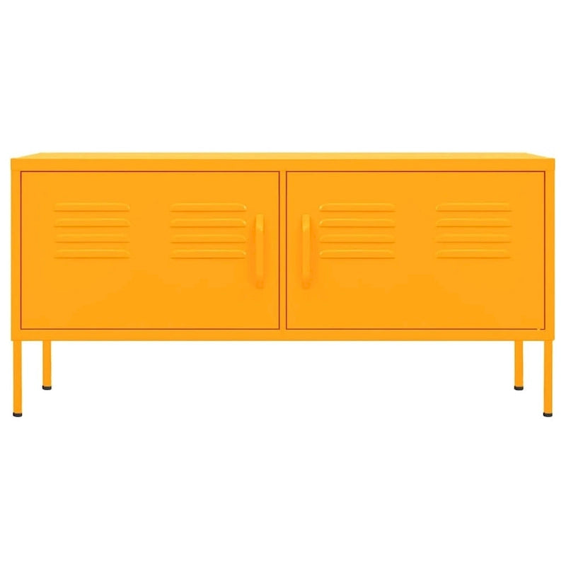 Meuble TV en acier à 2 portes — Bleu marine / Menthe / Orange