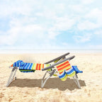 Ensemble de 2 chaises de plage pliantes et inclinables Bleues Orange Jaunes