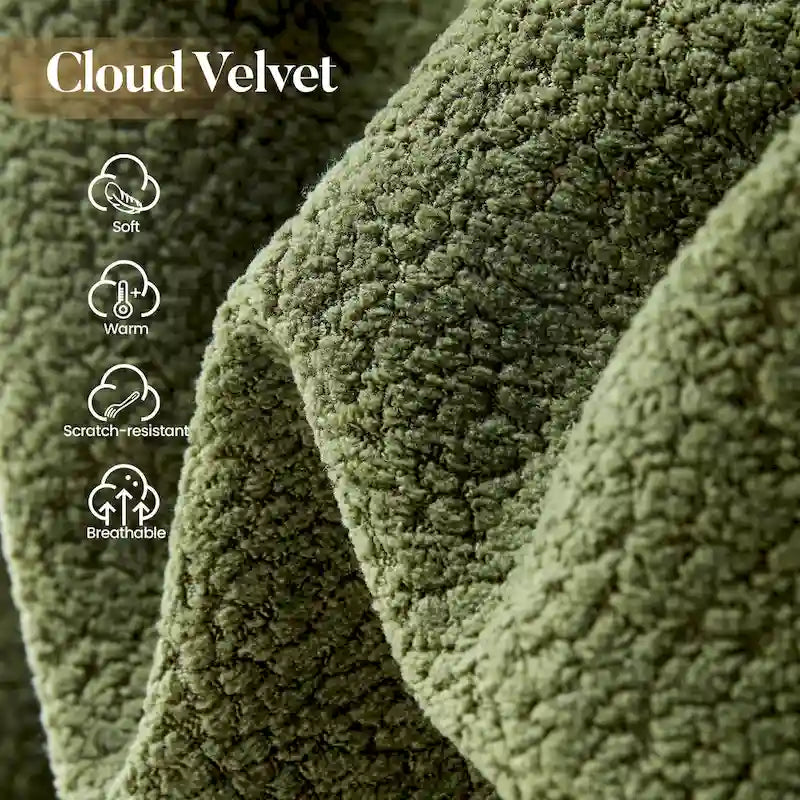 Canapé modulable en forme de L avec méridienne — Camel / Blanc / Vert velours / Gris peluche / Beige peluche / Noir peluche — 2 pièces