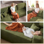 Canapé modulable en forme de L avec méridienne — Camel / Blanc / Vert velours / Gris peluche / Beige peluche / Noir peluche — 2 pièces