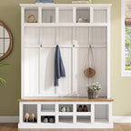 Meuble d'entrée 3-en-1 blanc avec banc, rangement à chaussures et porte-manteau