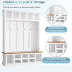 Meuble d'entrée 3-en-1 blanc avec banc, rangement à chaussures et porte-manteau