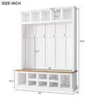 Meuble d'entrée 3-en-1 blanc avec banc, rangement à chaussures et porte-manteau