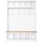 Meuble d'entrée 3-en-1 blanc avec banc, rangement à chaussures et porte-manteau