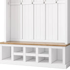 Meuble d'entrée 3-en-1 blanc avec banc, rangement à chaussures et porte-manteau