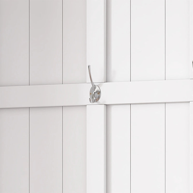 Meuble d'entrée 3-en-1 blanc avec banc, rangement à chaussures et porte-manteau