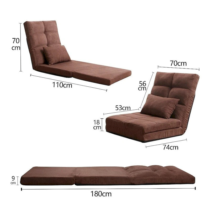 Canapé-lit pliable marron 3 volets — 1 place