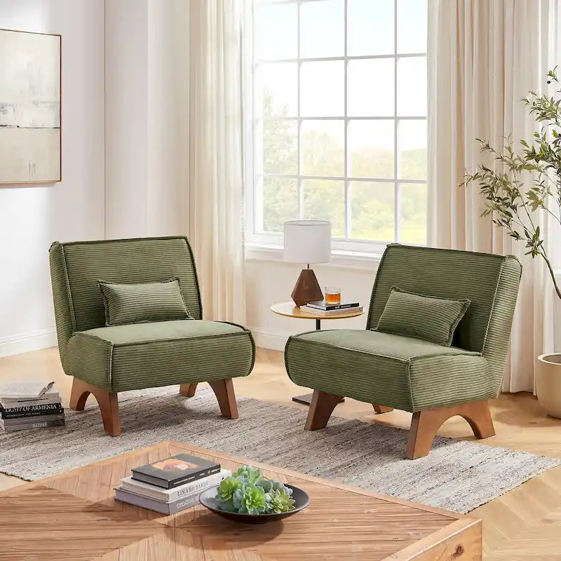 Fauteuil d'appoint sans accoudoirs, lot de 2 — Revêtement en polyester, plusieurs coloris disponibles