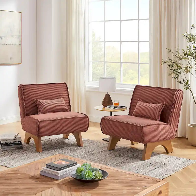 Fauteuil d'appoint sans accoudoirs, lot de 2 — Revêtement en polyester, plusieurs coloris disponibles