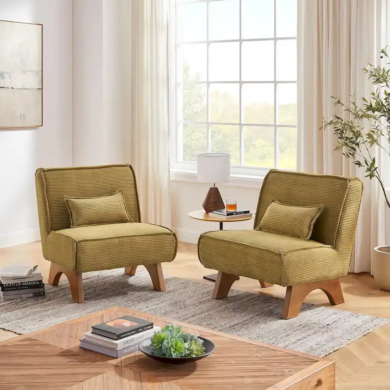Fauteuil d'appoint sans accoudoirs, lot de 2 — Revêtement en polyester, plusieurs coloris disponibles