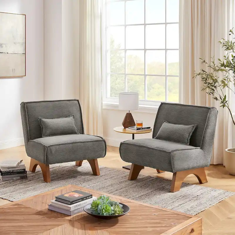 Fauteuil d'appoint sans accoudoirs, lot de 2 — Revêtement en polyester, plusieurs coloris disponibles