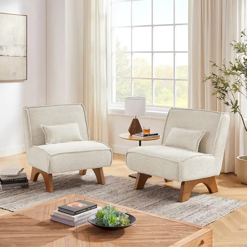 Fauteuil d'appoint sans accoudoirs, lot de 2 — Revêtement en polyester, plusieurs coloris disponibles