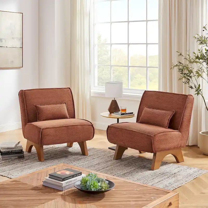 Fauteuil d'appoint sans accoudoirs, lot de 2 — Revêtement en polyester, plusieurs coloris disponibles