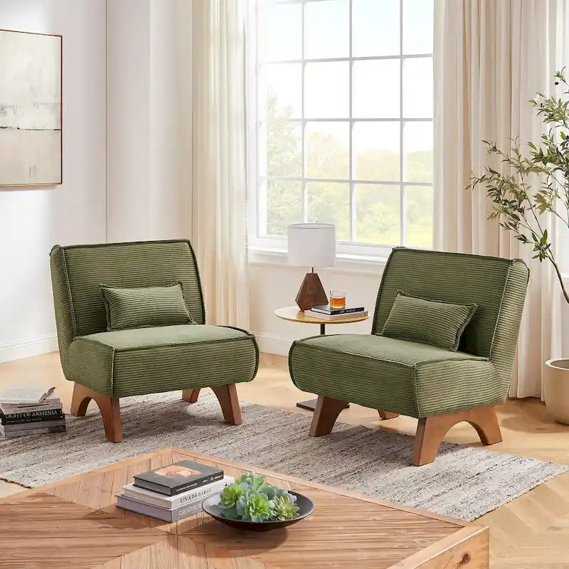 Fauteuil d'appoint sans accoudoirs, lot de 2 — Revêtement en polyester, plusieurs coloris disponibles