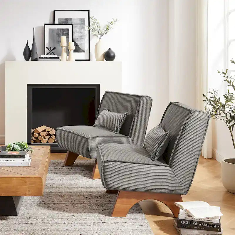 Fauteuil d'appoint sans accoudoirs, lot de 2 — Revêtement en polyester, plusieurs coloris disponibles