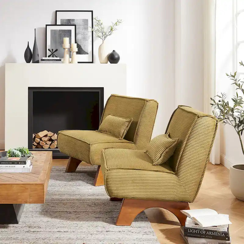 Fauteuil d'appoint sans accoudoirs, lot de 2 — Revêtement en polyester, plusieurs coloris disponibles