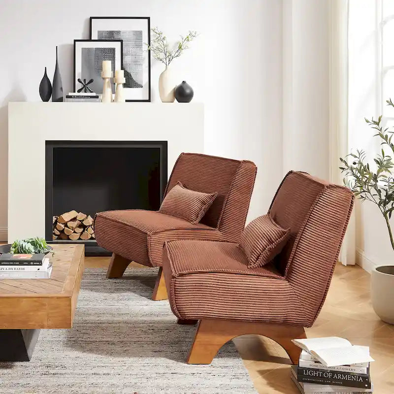Fauteuil d'appoint sans accoudoirs, lot de 2 — Revêtement en polyester, plusieurs coloris disponibles