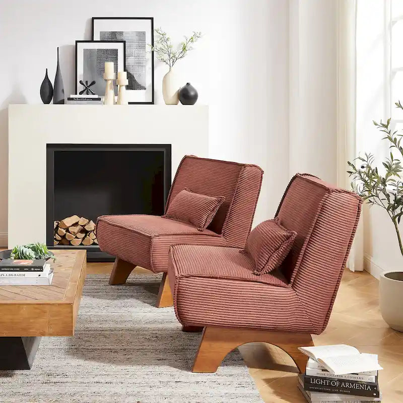 Fauteuil d'appoint sans accoudoirs, lot de 2 — Revêtement en polyester, plusieurs coloris disponibles