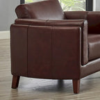 Causeuse en cuir pleine fleur, 2 places, brun cannelle / brun raisin