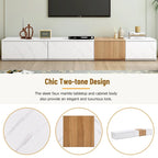 Meuble TV modulable blanc/noir avec 4 tiroirs, convient aux téléviseurs jusqu'à 88"