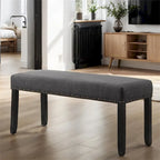Banquette de salle à manger capitonnée grise/beige/bleue avec clous décoratifs — Pieds en bois massif