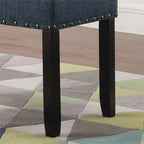 Banquette de salle à manger capitonnée grise/beige/bleue avec clous décoratifs — Pieds en bois massif