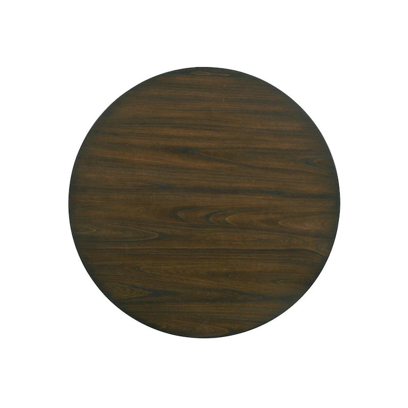 Table de salle à manger ronde en chêne foncé et blanc antique, 4 places