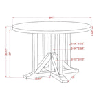 Table de salle à manger ronde en chêne foncé et blanc antique, 4 places
