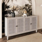 Buffet 4 portes persiennes en bois naturel – 1 place assise