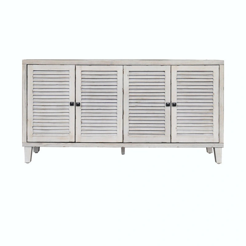Buffet 4 portes persiennes en bois naturel – 1 place assise