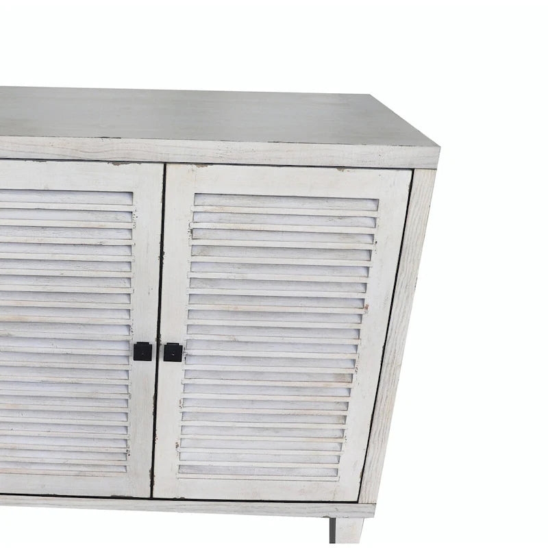 Buffet 4 portes persiennes en bois naturel – 1 place assise