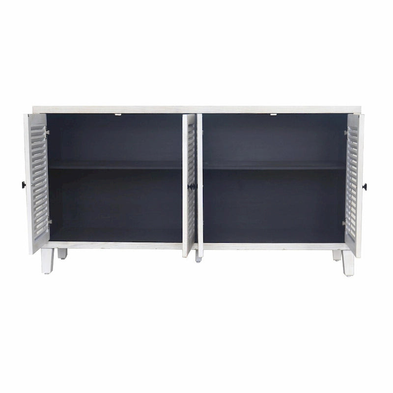 Buffet 4 portes persiennes en bois naturel – 1 place assise