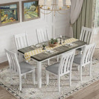 Ensemble table à manger extensible 6 places, style rétro, couleur marron antique