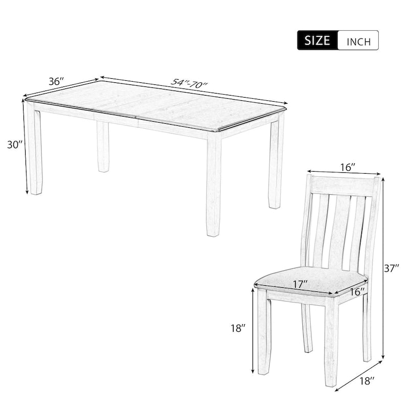 Ensemble table à manger extensible 6 places, style rétro, couleur marron antique