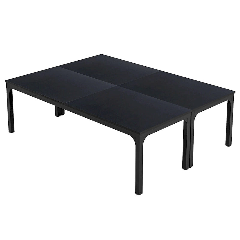 Table de conférence rectangulaire 8 à 12 places, blanche / chêne / marron / noire — pieds standards ou en X, lot de 2