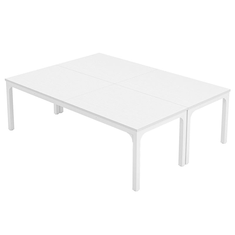 Table de conférence rectangulaire 8 à 12 places, blanche / chêne / marron / noire — pieds standards ou en X, lot de 2