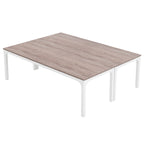 Table de conférence rectangulaire 8 à 12 places, blanche / chêne / marron / noire — pieds standards ou en X, lot de 2