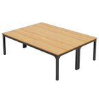 Table de conférence rectangulaire 8 à 12 places, blanche / chêne / marron / noire — pieds standards ou en X, lot de 2