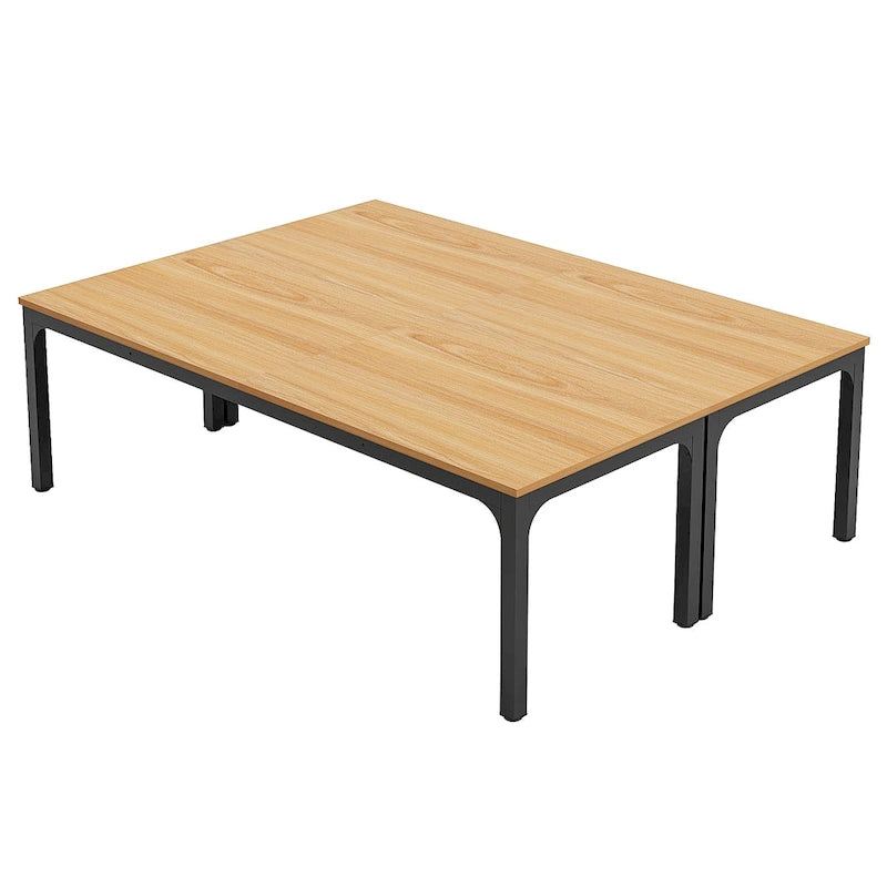 Table de conférence rectangulaire 8 à 12 places, blanche / chêne / marron / noire — pieds standards ou en X, lot de 2
